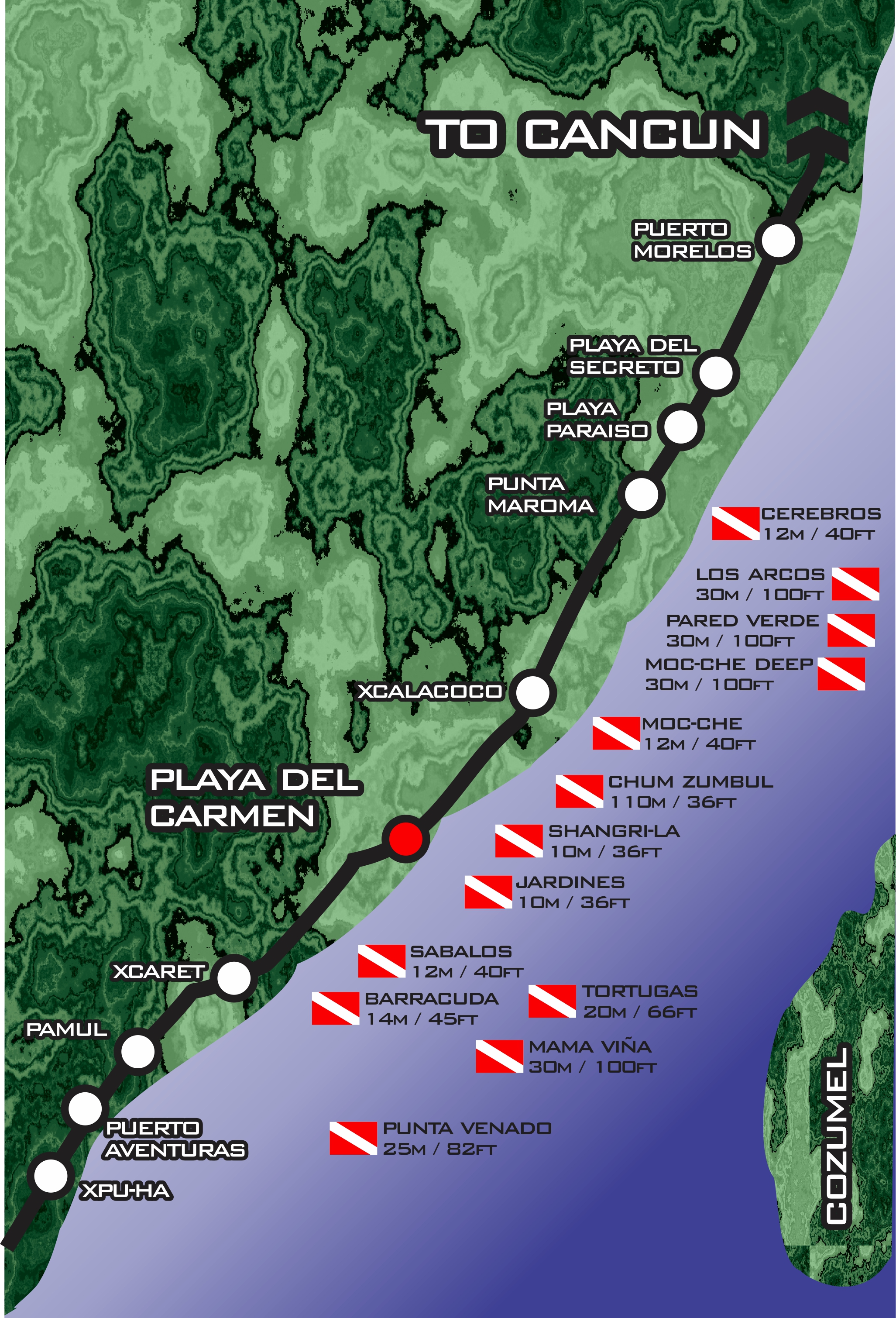 Playa Del Carmen Dive Map